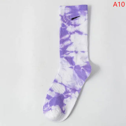 Women Tie-dye Middle Tube Socks