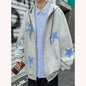 Men's Star Patch Zip Up Hoodie for Men